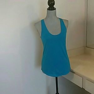 A blue tank top